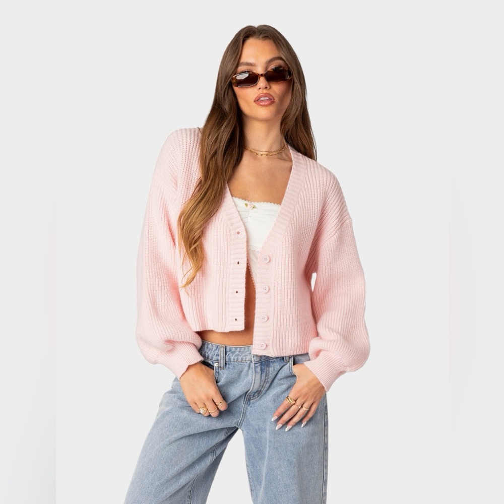 NWT EDIKTED Sabrina Chunky Knit Womens Cropped Cardigan